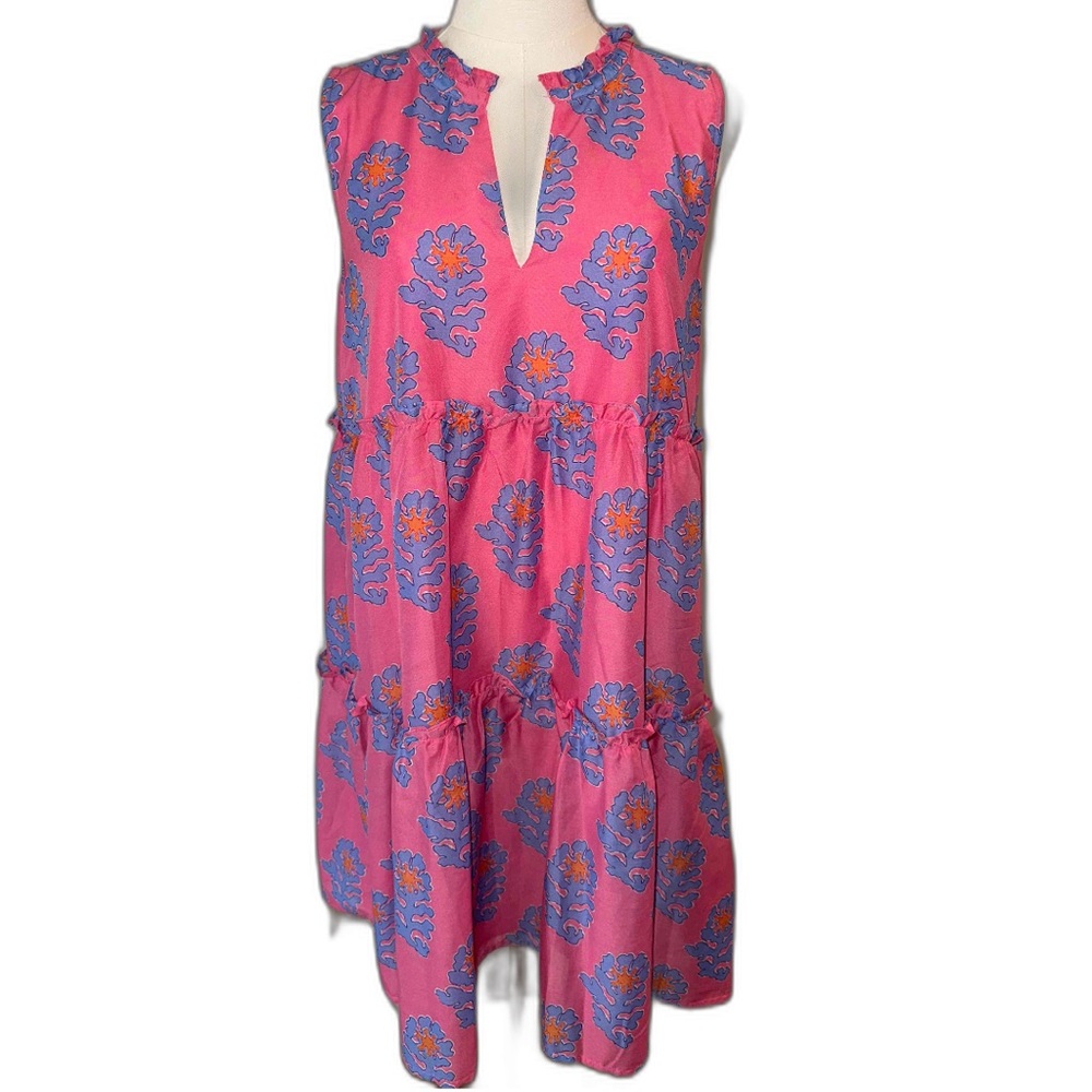 Pink Floral Midi Dress